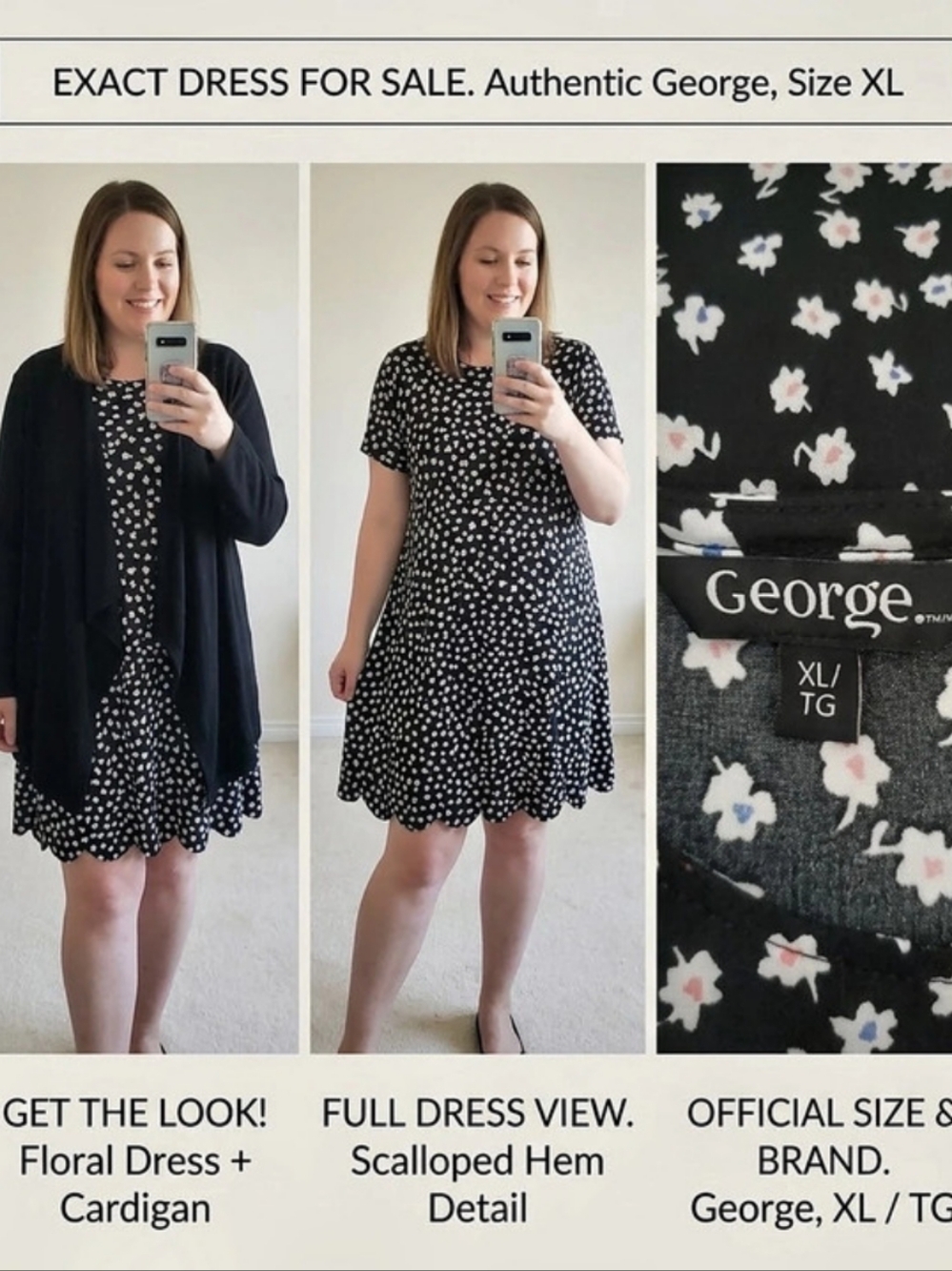 George Floral Mini Dress with Cardigan Size XL Like New